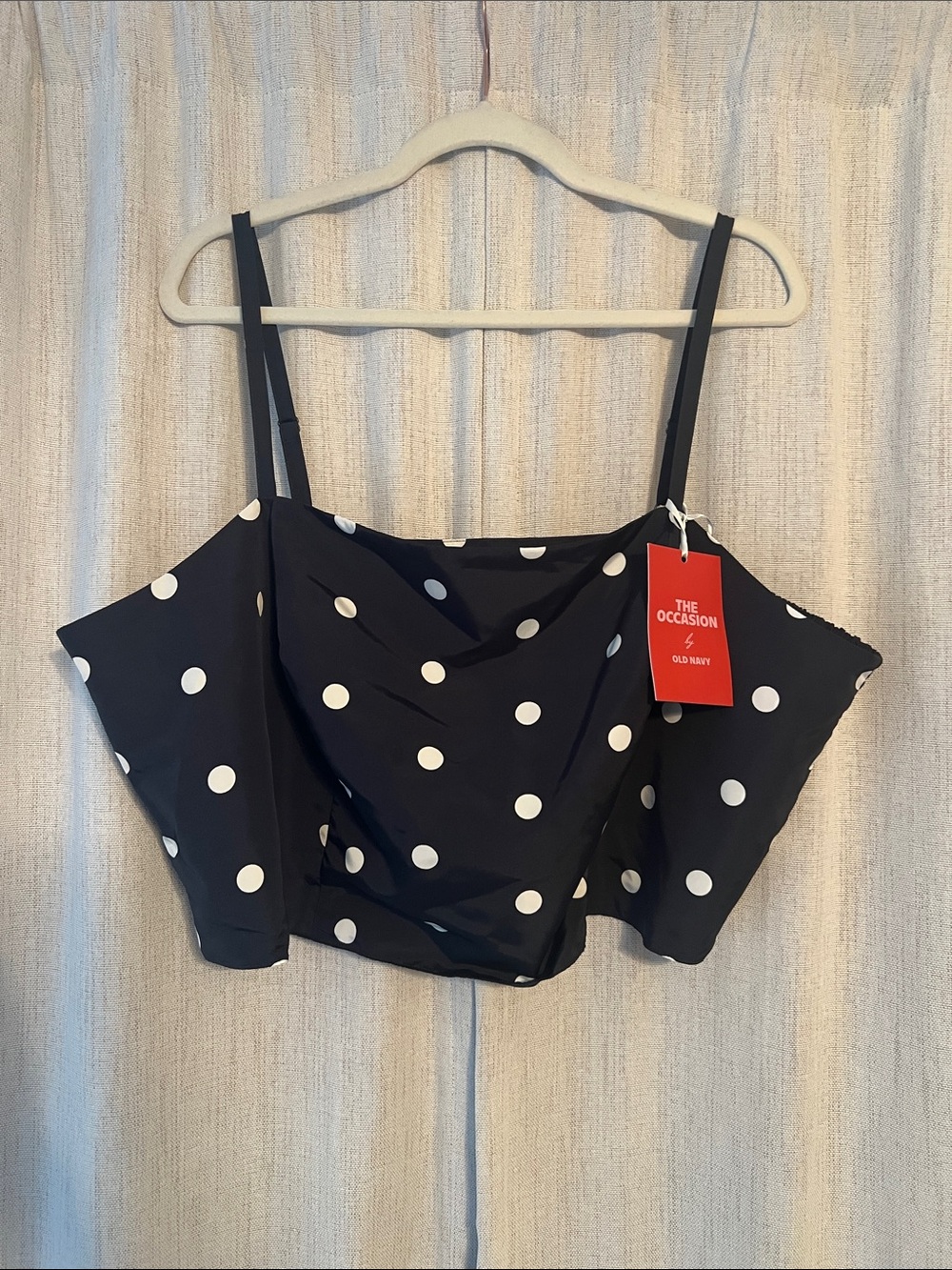 Old Navy The Ocassion Navy & White Polka Dot Crop Top